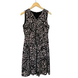 Talbots Cheetah Printed Sleeveless Sheath Dress Size 8 Petite Black Ivory